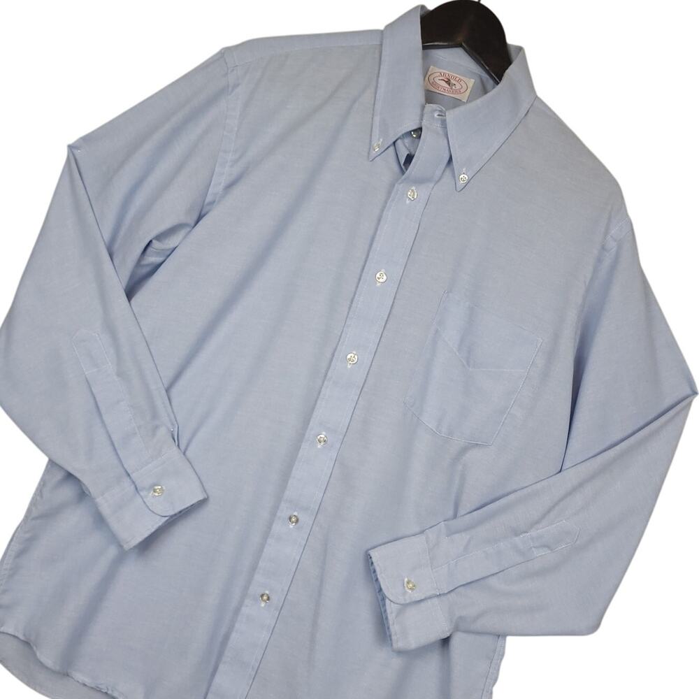 Arnold Shirtmakers Men's Long Sleeve Button-Down Dress Shirt Sz XL Pocket Blue
